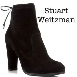 Stuart Weitzman Glove Velvet Black Booties Size 10